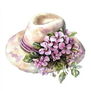 10 Cappelli floreali stampabili, cappelli da donna, clipart acquerellati, JPG di alta qualità, cappelli decorati con fiori, cappelli estivi con fiori, cappelli estivi
