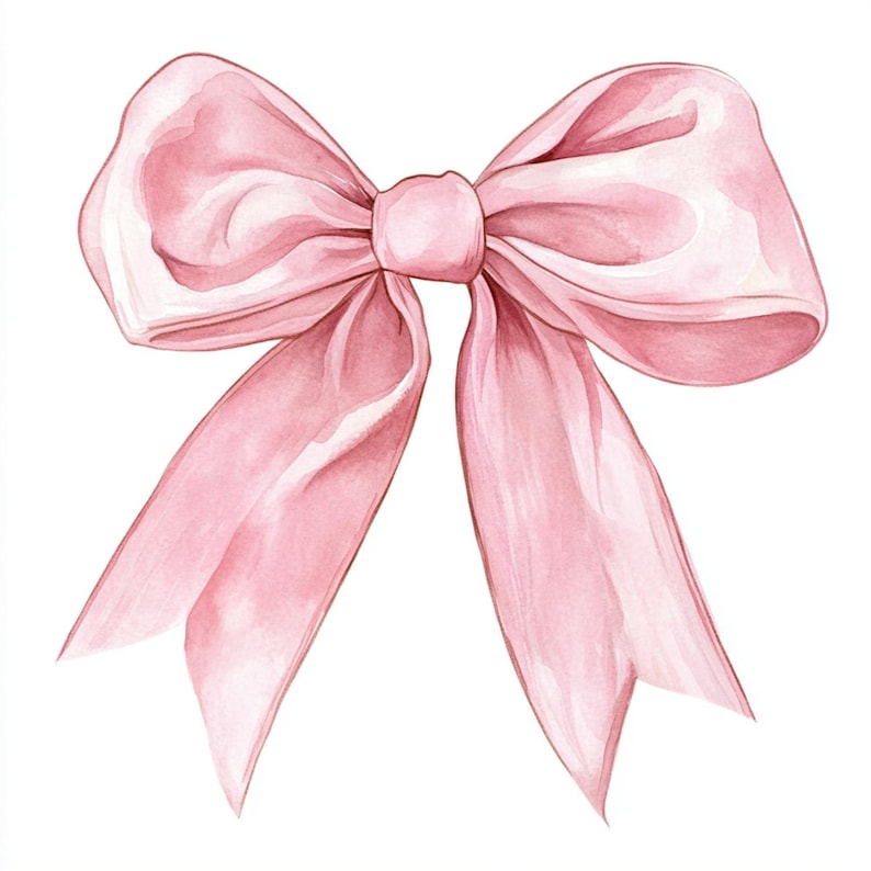 10 Laços Rosa Imprimíveis, Clipart de Laços em Aquarela, JPGs ...