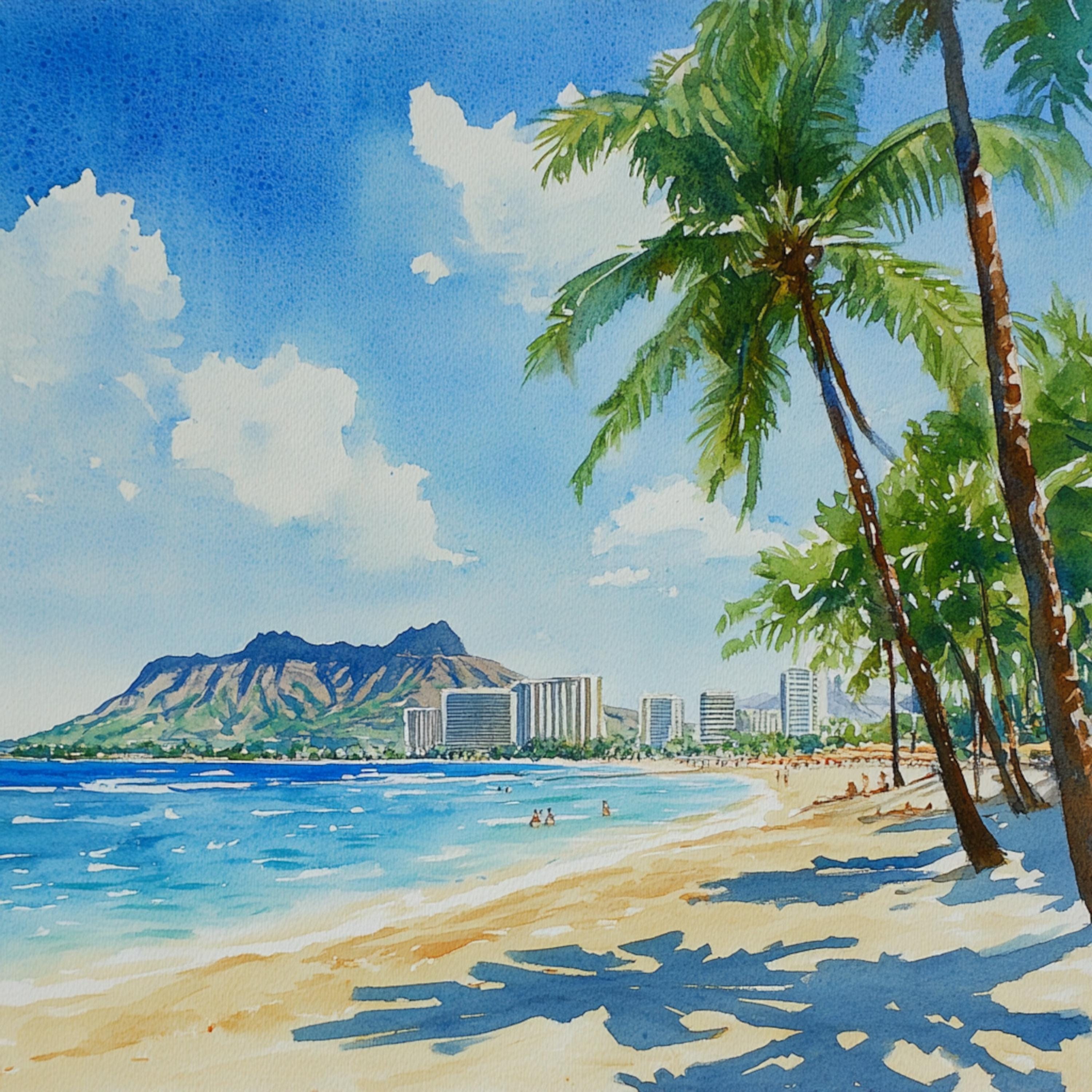 絵画癒しの絵　水彩画　ハワイのパワースポット 絵画癒しの絵 水彩画 ハワイのパワースポット 絵画癒しの絵 水彩画