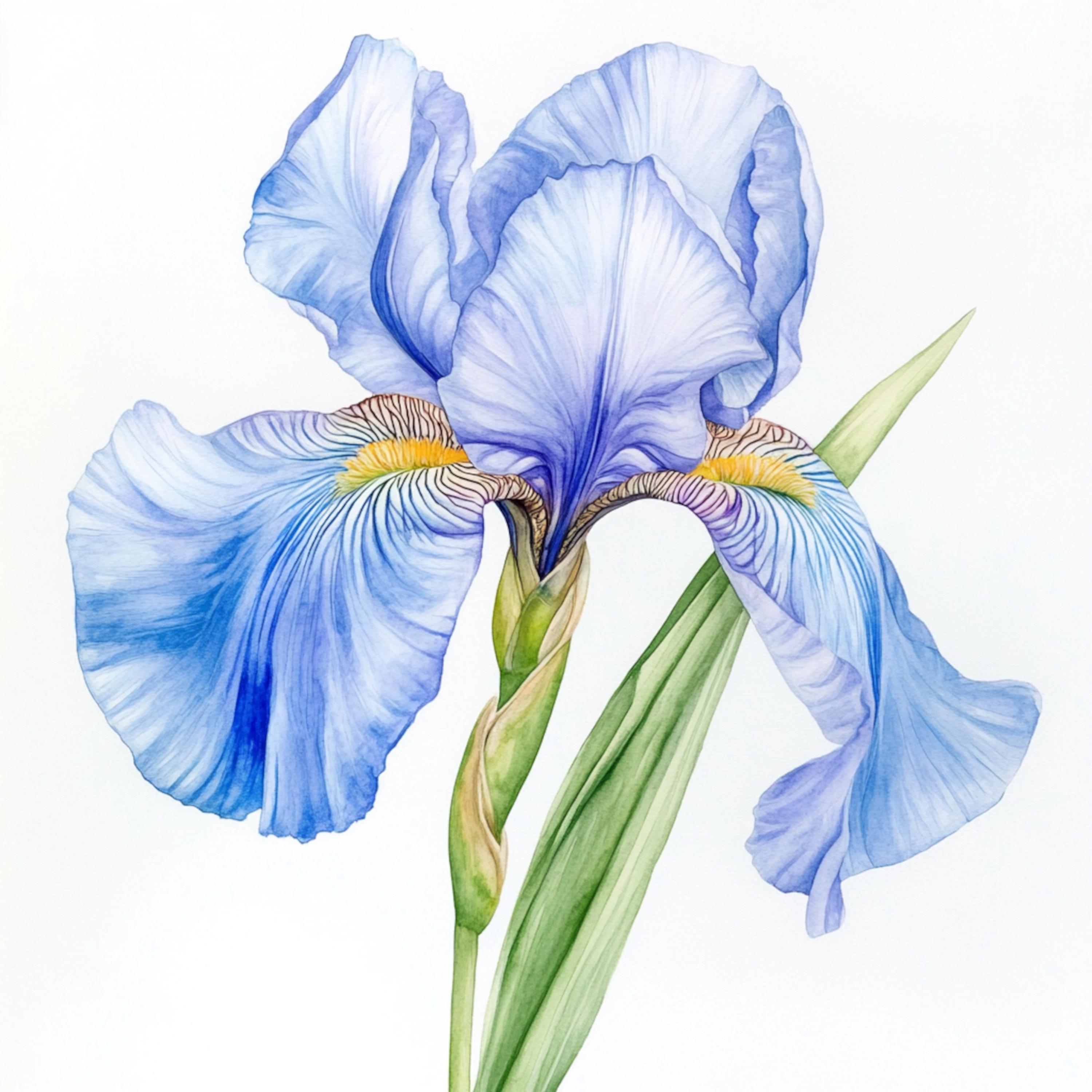 10 印刷可能な水彩画のアイリス、水彩画の青いアイリス、春のクリップ