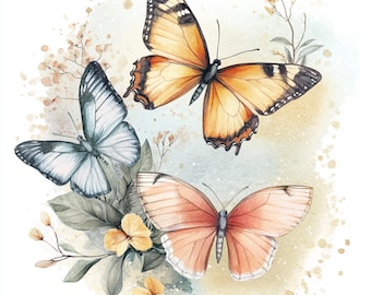 10 papillon vintage imprimable, art insecte vintage, illustration de la nature, papillon botanique, art papillon aquarelle, impression murale victorienne