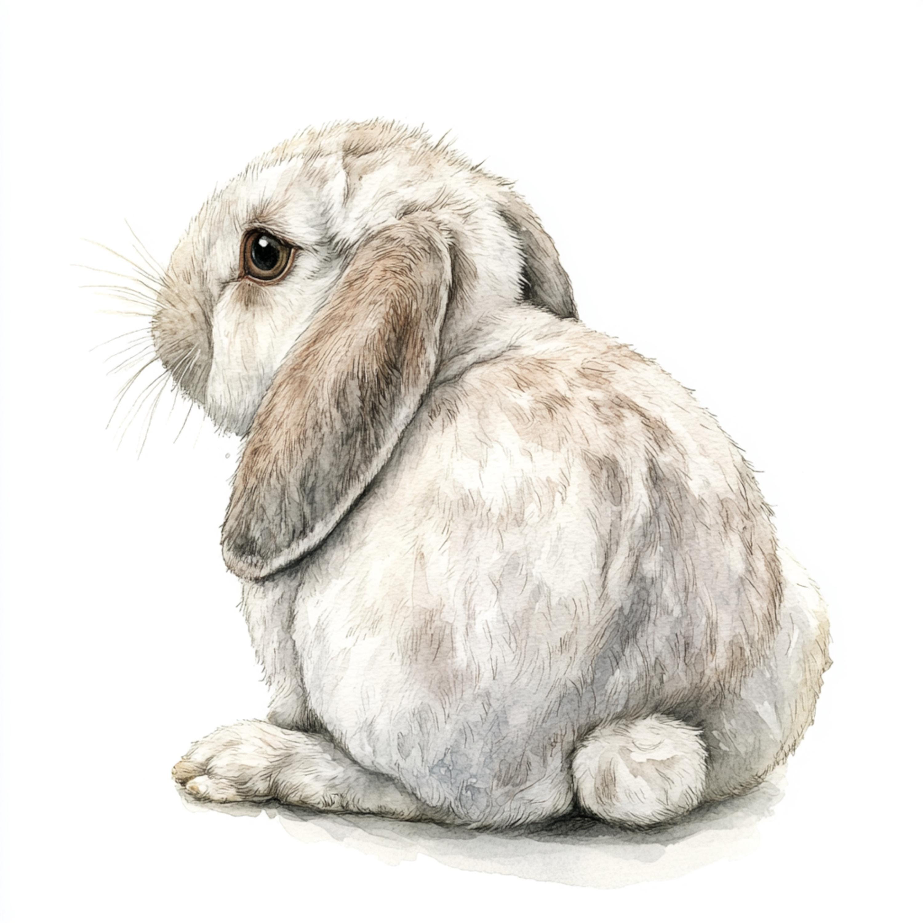 10 Printable Cute Rabbit Butt Clipart, Watercolor Art, Funny Rabbit ...
