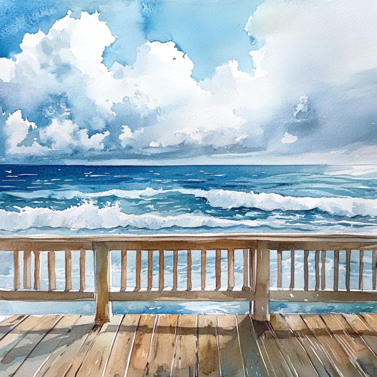 10 Printable Sea Landscape, Sea Desk Beach Watercolor Art, Athlantic ...