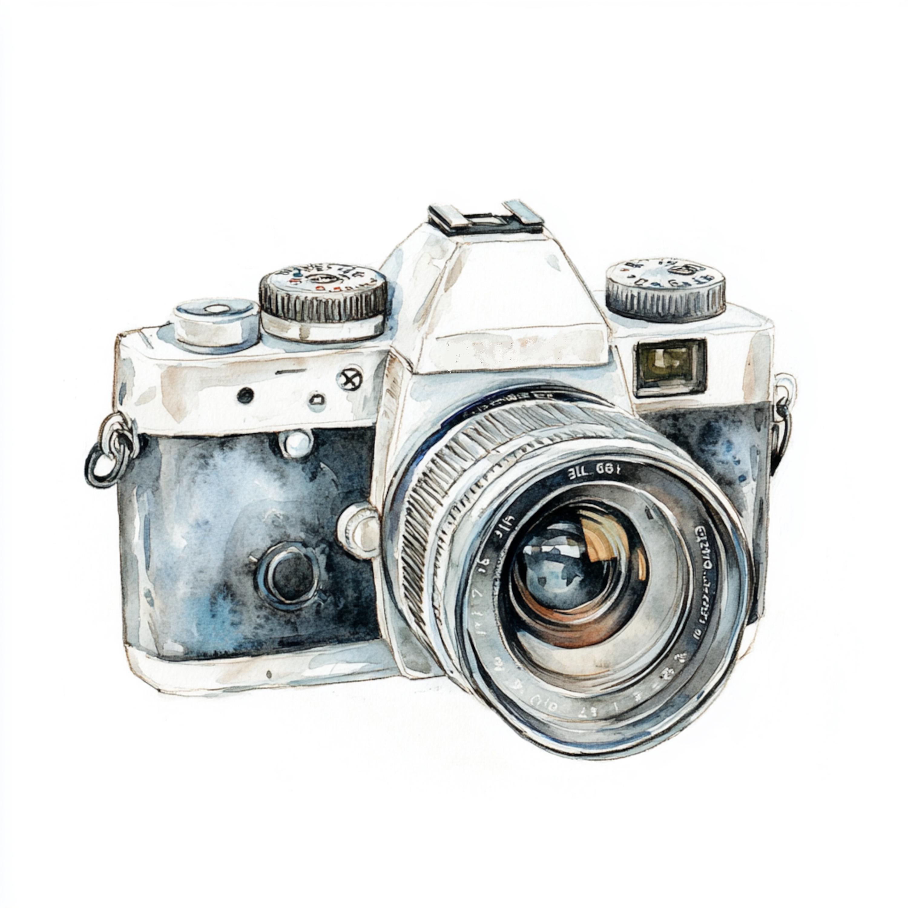 10 Printable Camera, Watercolor Photo Camera, Camera Print, Greetting ...