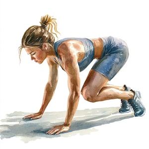 Aquarell Mädchen macht Liegestütze, Workout Woman Fitness, Aquarell Clipart, hochwertige JPGs, digitaler Download, Woman Fitness art