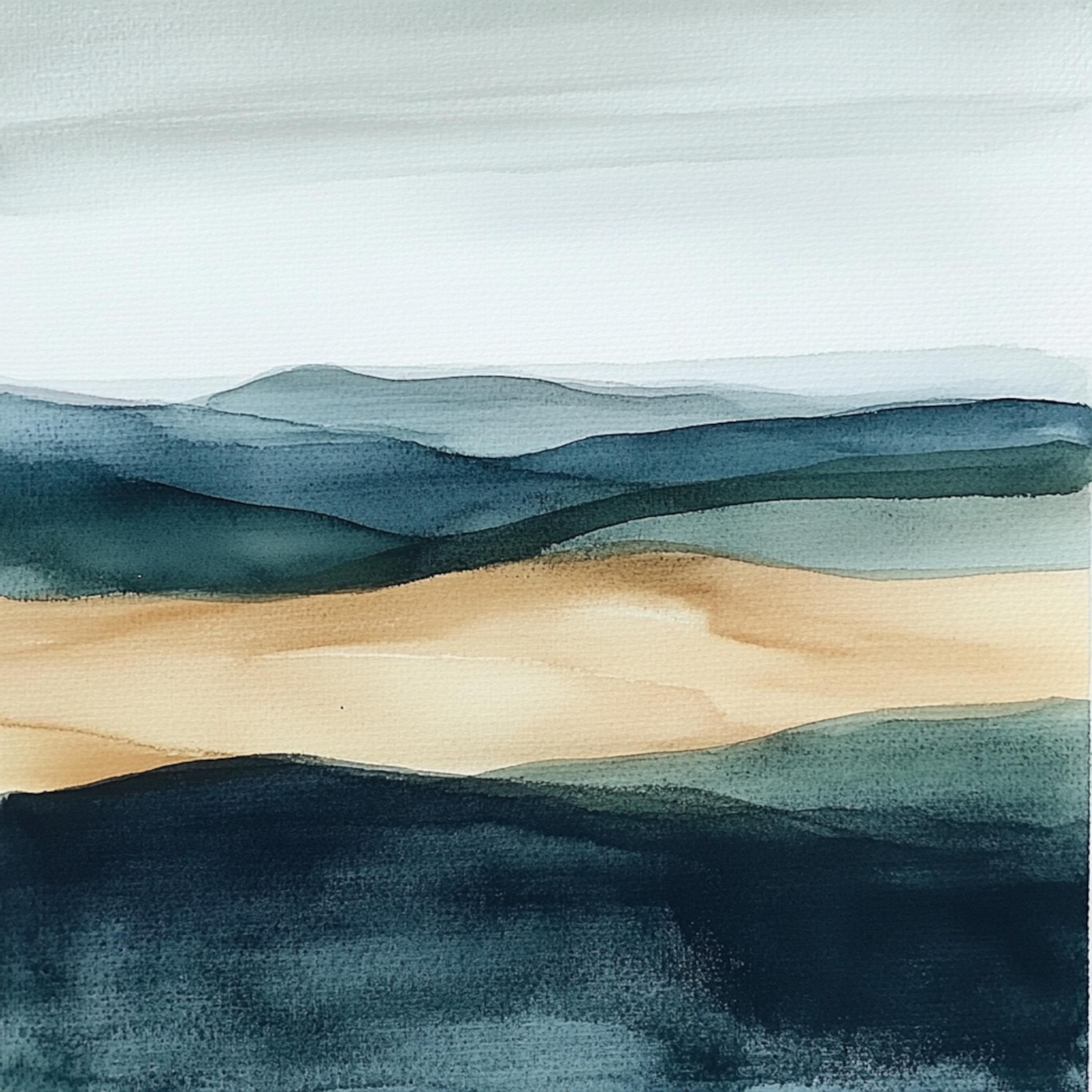 10 Printable Watercolor Abstract Landscape, Watercolor Beige Blue ...