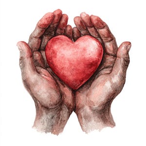 10 Printable Pink Heart Hands, Watercolor Heart, Pink Hearts Art, Love ...