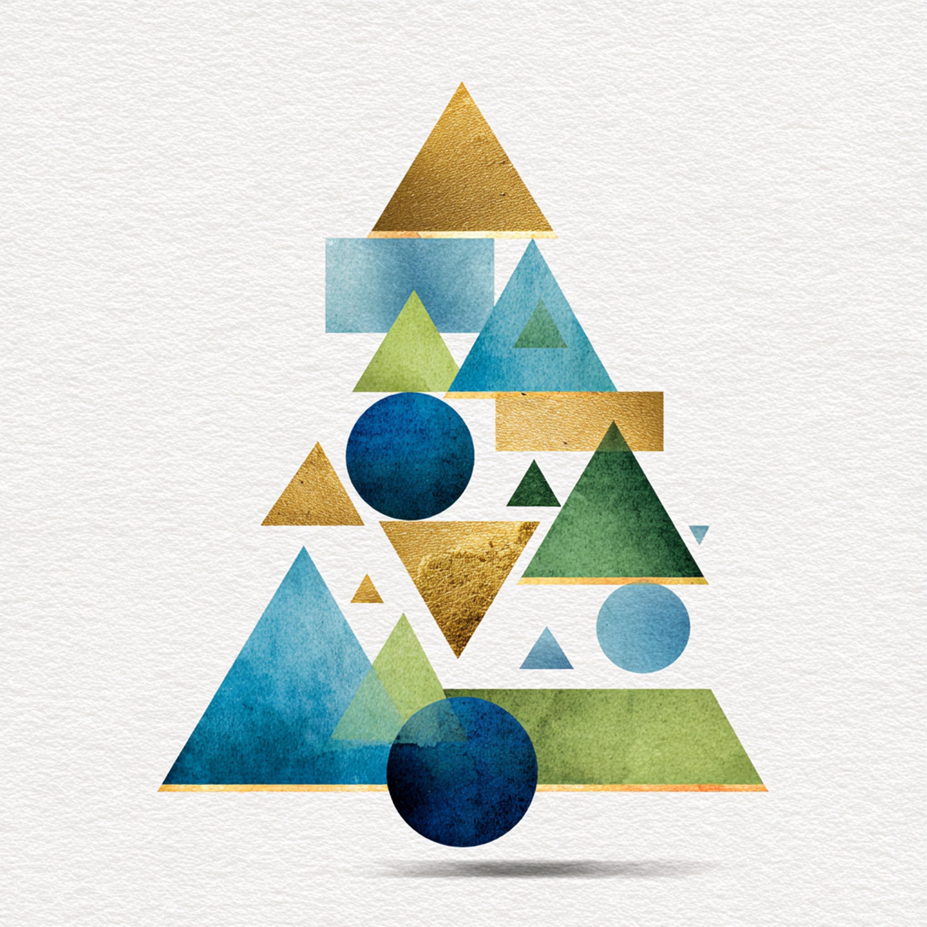 10 Printable Abstract Christmas Tree, Watercolorminimalist Geometry ...