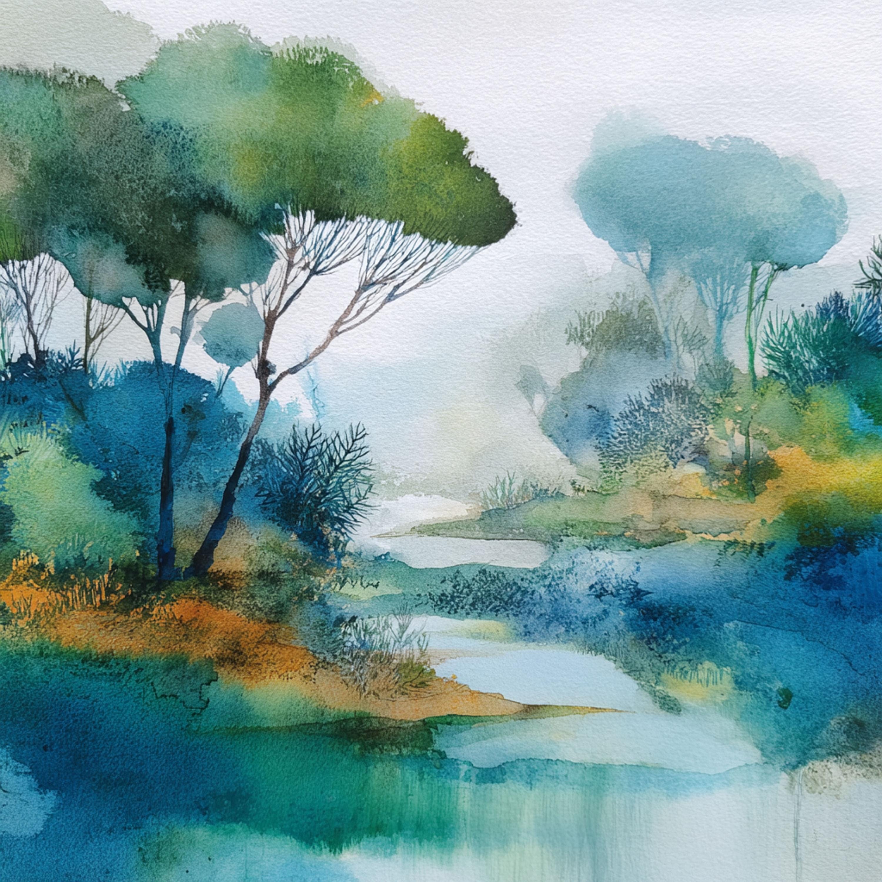 12 Printable Watercolor Abstract Landscape, Watercolor Blue Turquoise ...