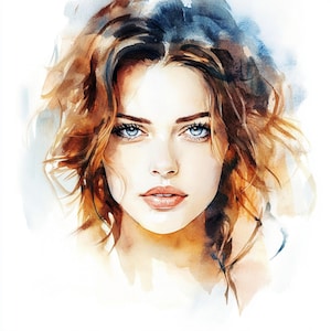 10 visages de femmes à imprimer, jeunes femmes, fille charmante, femme aquarelle, visage expressif, fichiers JPG de haute qualité, usage commercial