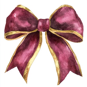 10 fiocchi bordeaux stampabili, clipart fiocchi acquerello, JPG stampabili, decorazioni fiocchi, carta regalo fai da te, design cartaceo, decorazione color ciliegia