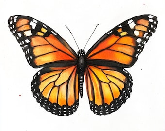 Printable Monarch butterfly decor, watercolor butterfly, insects art, 10 Clip Art, Printable JPG, Instant Download, Commercial, Paper design