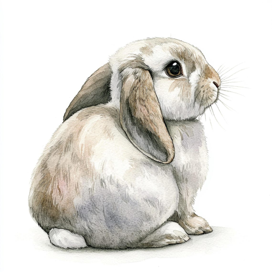 10 Printable Cute Rabbit Butt Clipart, Watercolor Art, Funny Rabbit ...