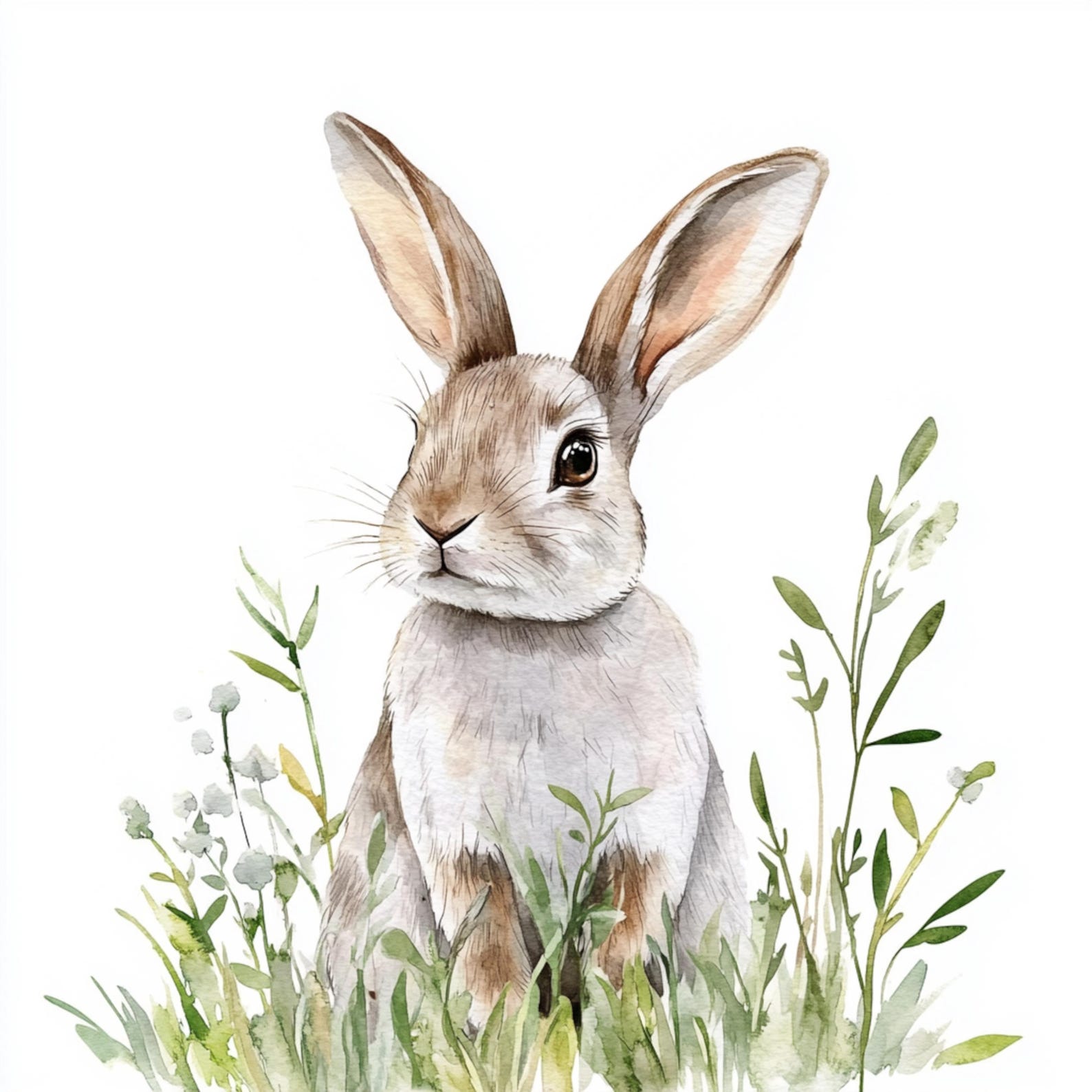 10 Printable Rabbits in Forest, Watercolor Rabbit , Cute Rabbit Clipart ...