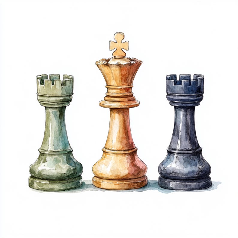 Printable Elegant Chess, Watercolor Luxury Chess, Commercial Use, Paper ...