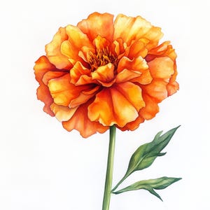 10 Printable Marigold flower decor, watercolor Marigold art, Marigold botanical Clip Art, Marigold Bouquet art, digital floral art