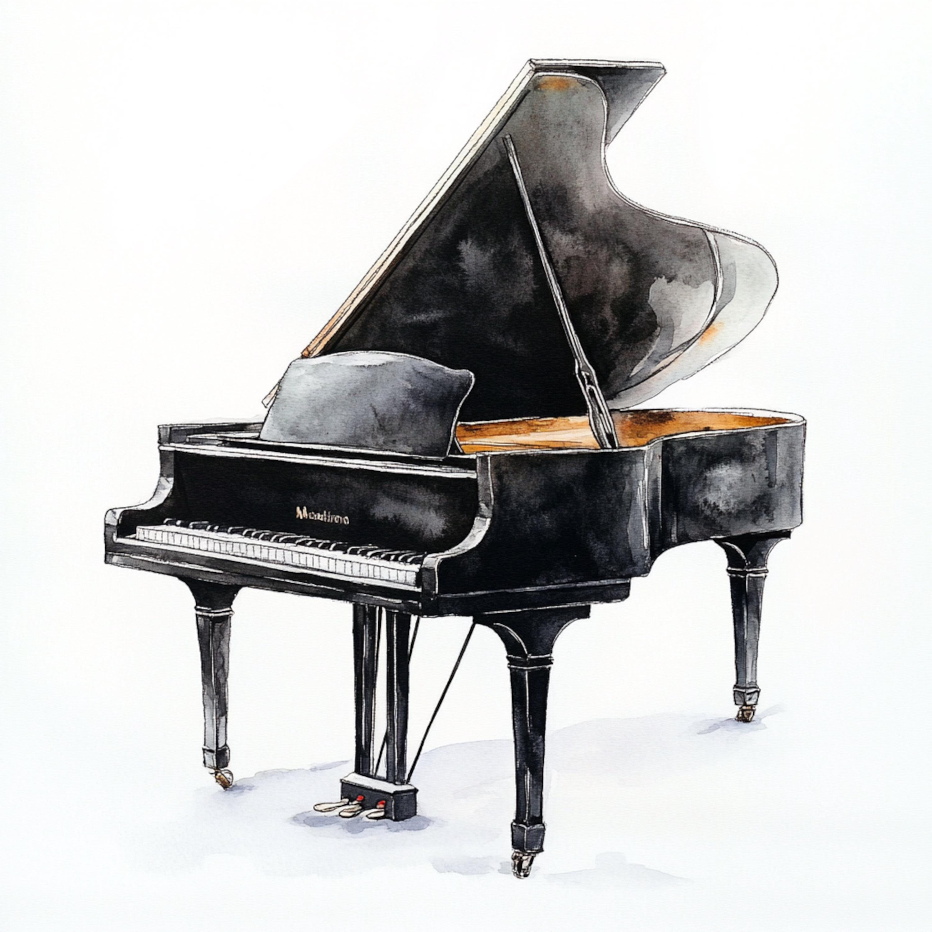 10 Printable Piano Clipart, Grand Piano Watercolor, Education Clip Art ...
