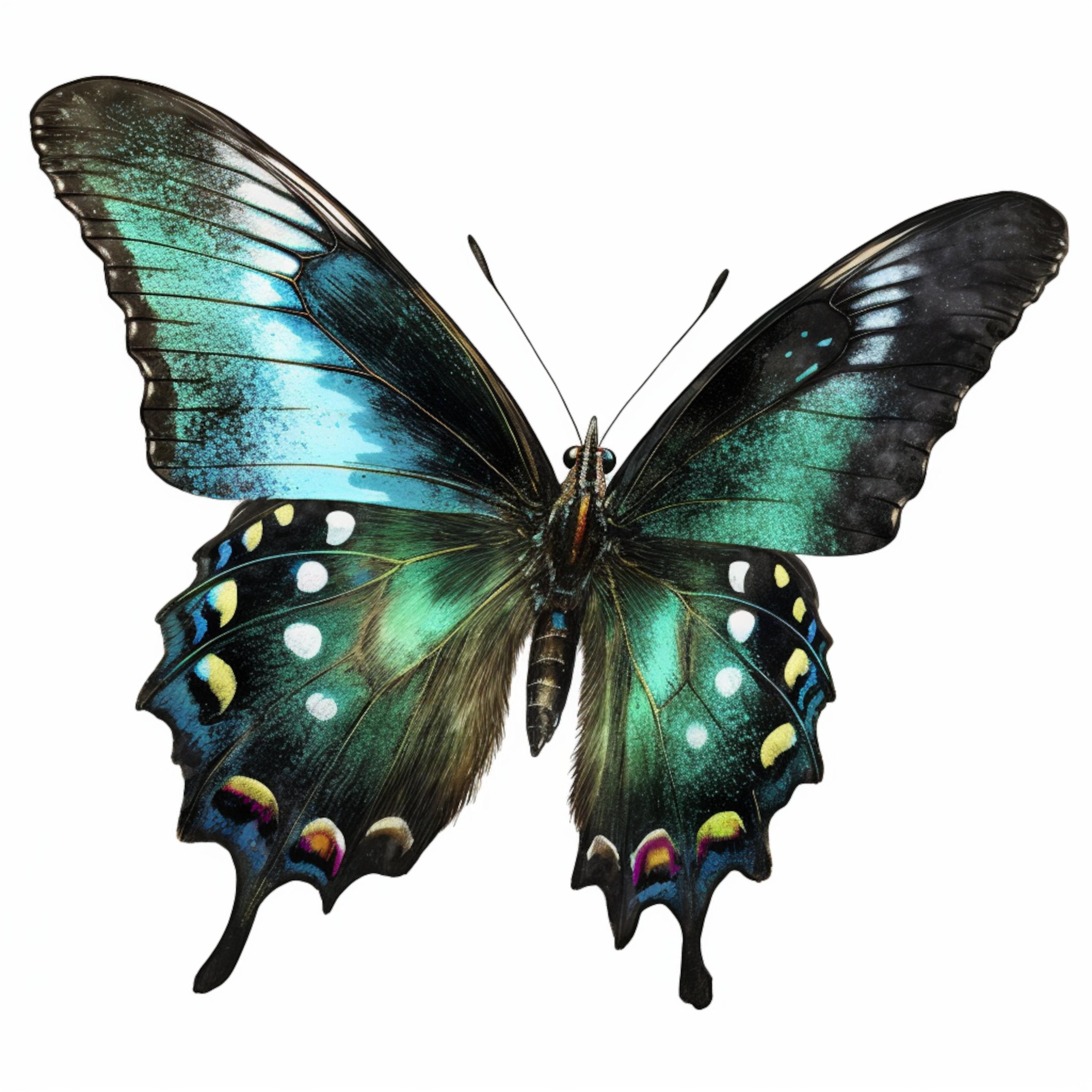 10 Printable Gfeen Butterfly, Papilio Palinurus, Emerald