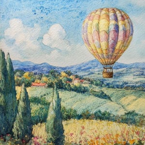10 Hot Air Balloon Clipart, Printable Watercolor clipart, Vintage Air Balloon, High Quality JPG, Digital download, Paper craft