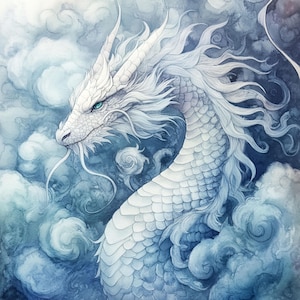 10 Printable majestic dragon, dragon on the air, Fantasy Dragon Clipart, Dragon watercolor art, Fairy creature, Dragon art, Abstract Dragon