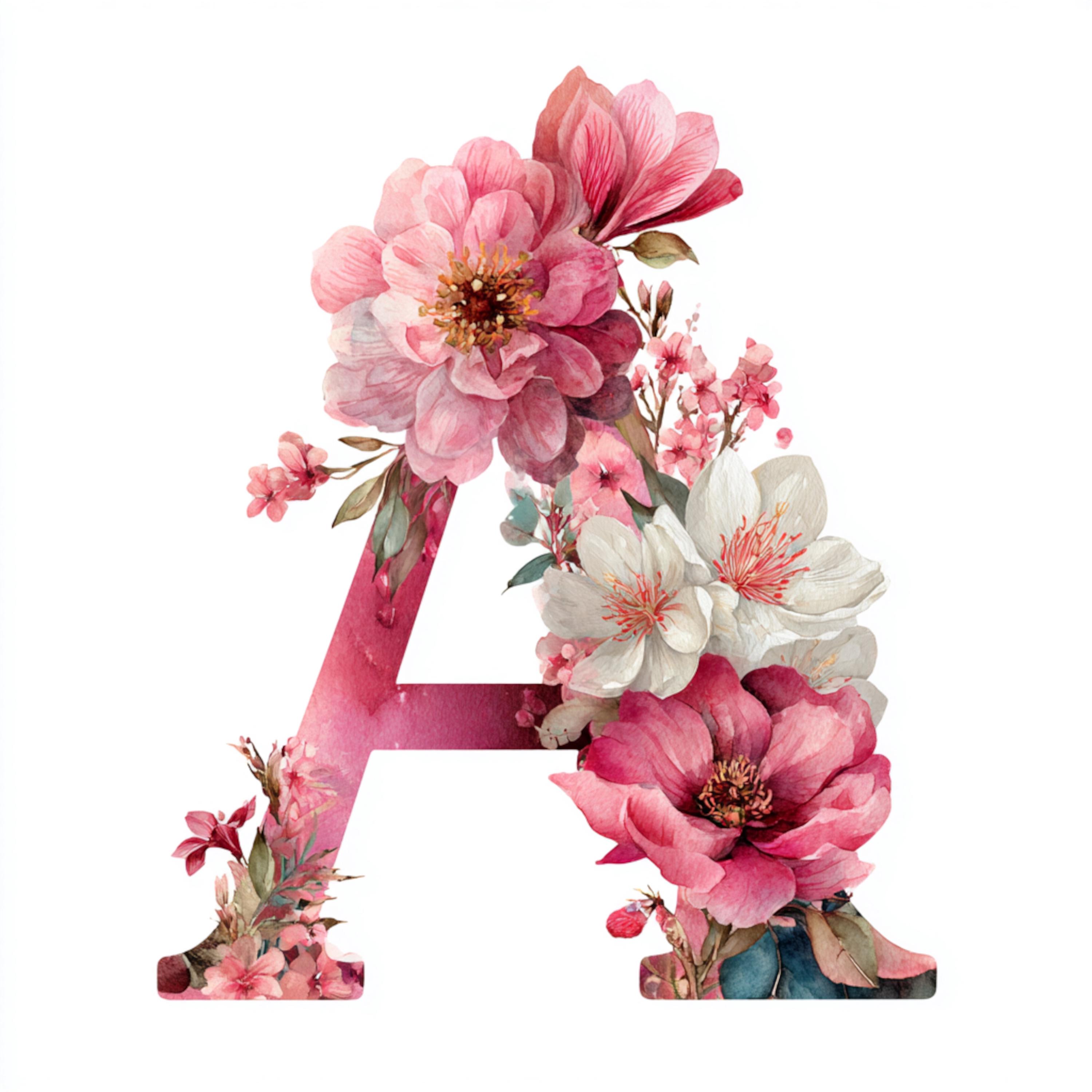 10 Printable Floral Alphabet Clipart,...