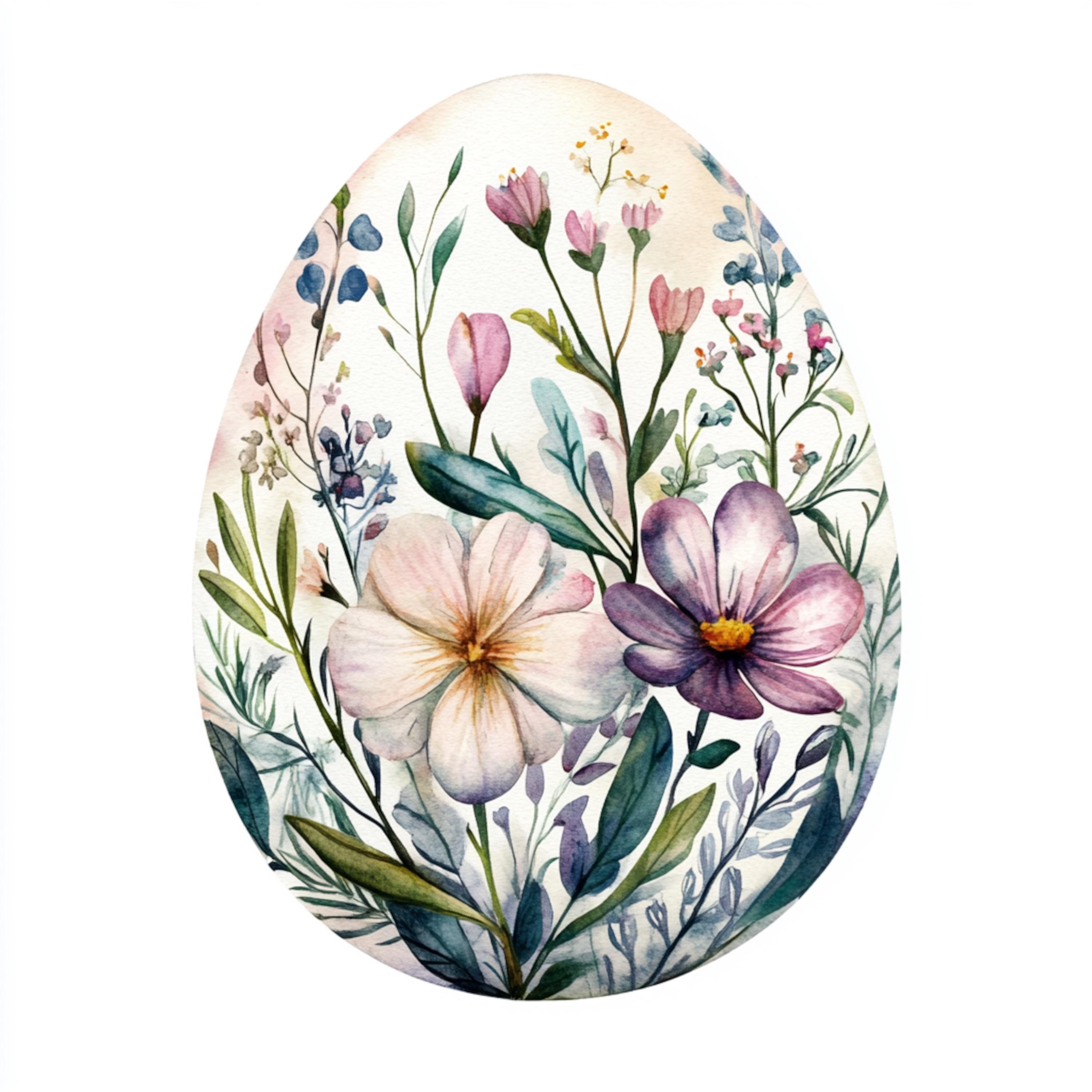 10 Printable Floral Easter Egg, Watercolor Easter Eggs Art, Easter Gift ...