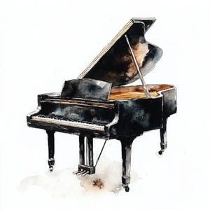 10 afdrukbare piano clipart, aquarel vleugel, onderwijs illustraties, piano decor, commercieel gebruik, ontwerp voor een papieren, muziekeducatie