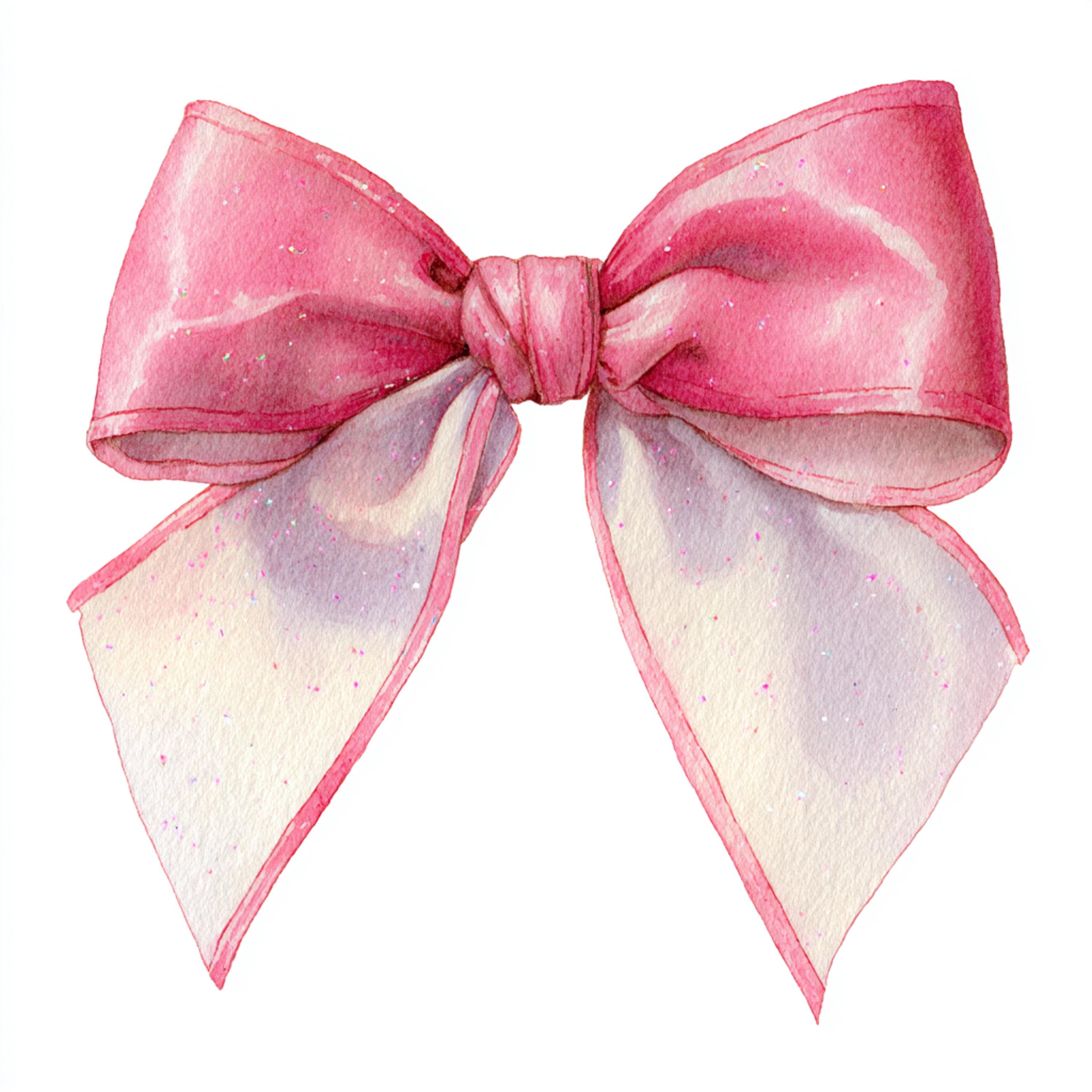 12 Printable Pink Bows, Watercolor Bows Clip Art, Bow With Subtle ...