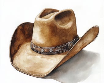10 Printable Cowboy Hats, watercolor Cowboy hat, Cowboy hat print, Greetting card create, Paper design, Commersial use