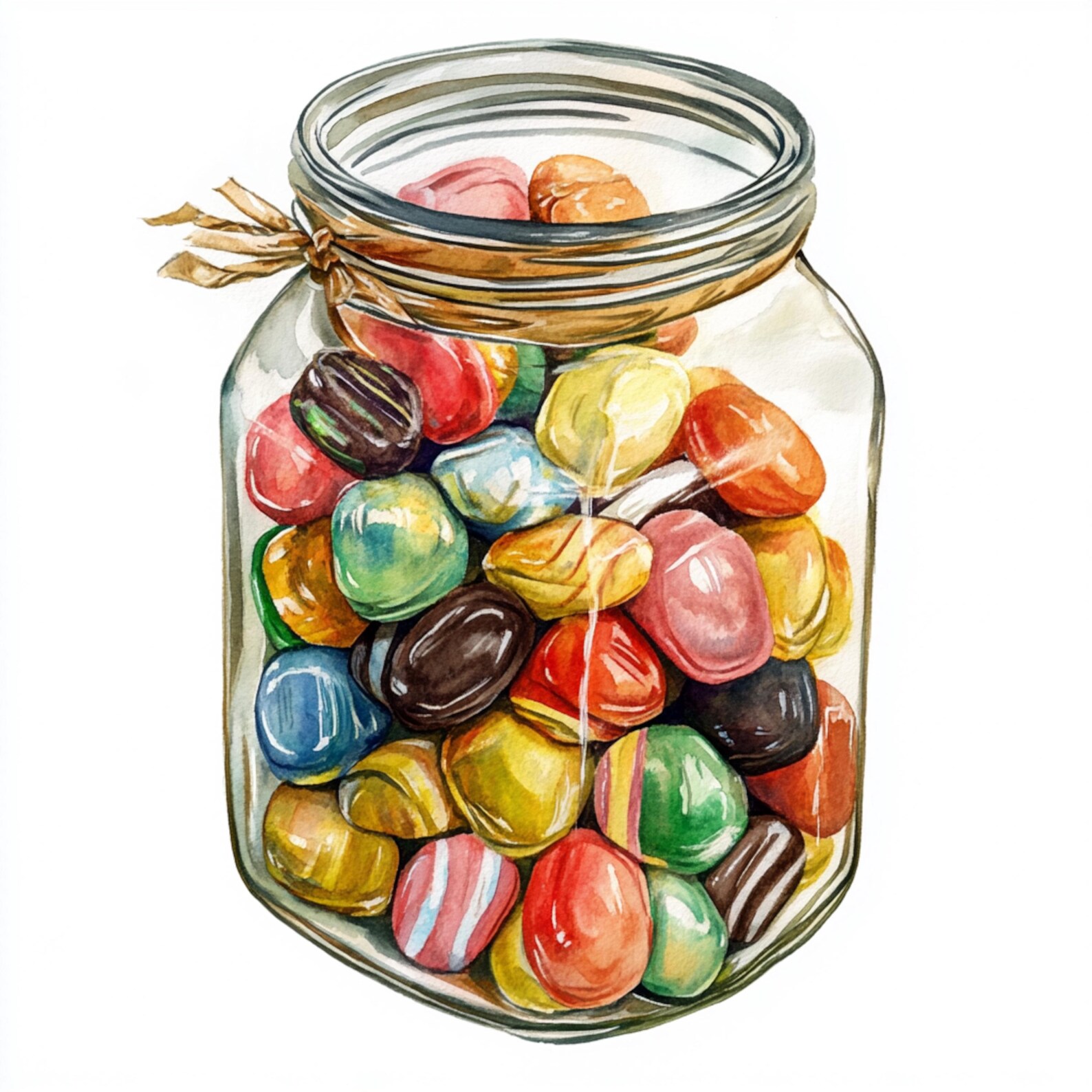 10 Printable Candies Jar Art, Watercolor Jar With Candies, Candies ...