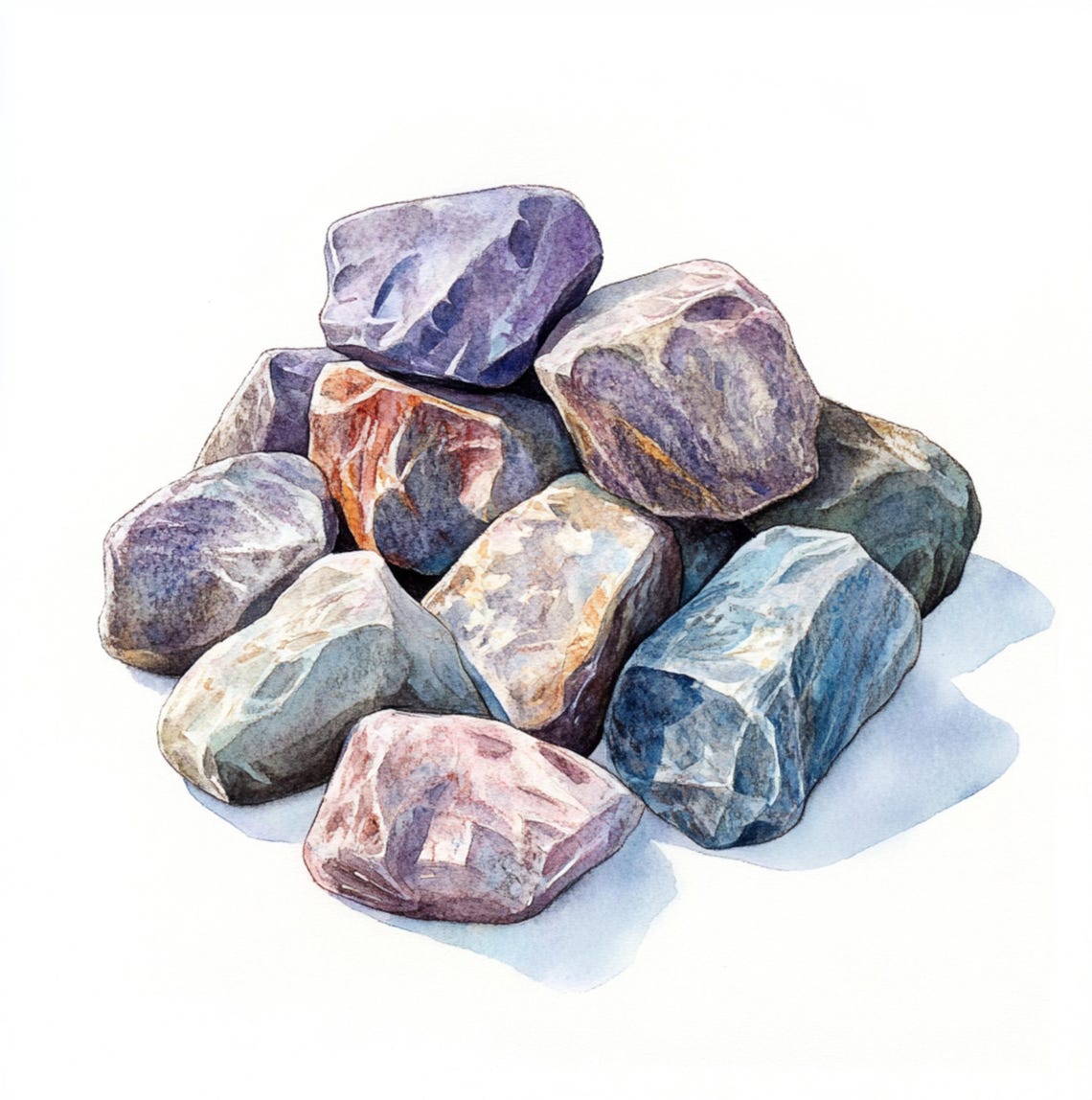 Printable Rocks Realistic 10 Printable Rocks, Stones Watercolor, Bunch on Stones Clip Art ...