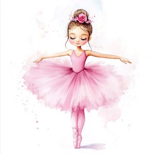 10 bailarinas imprimibles, arte de acuarela, princesa rosa, bailarina, descarga digital, paquete de papel para scrapbooking (JPG)