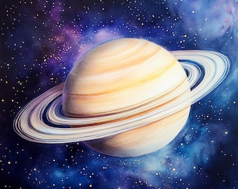 印刷可能な土星のアート10点、水彩画の土星、惑星のクリップアート