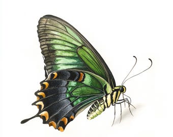 10 Printable Gfeen Butterfly, Papilio Palinurus, Emerald