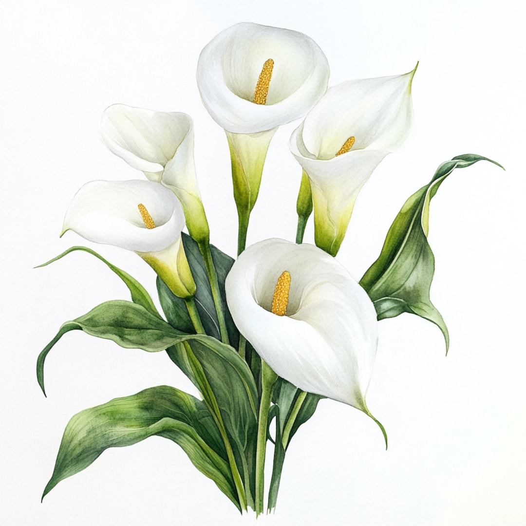 10 Printable Calla Lilly Flower Decor, White Calla Watercolor, Spring ...
