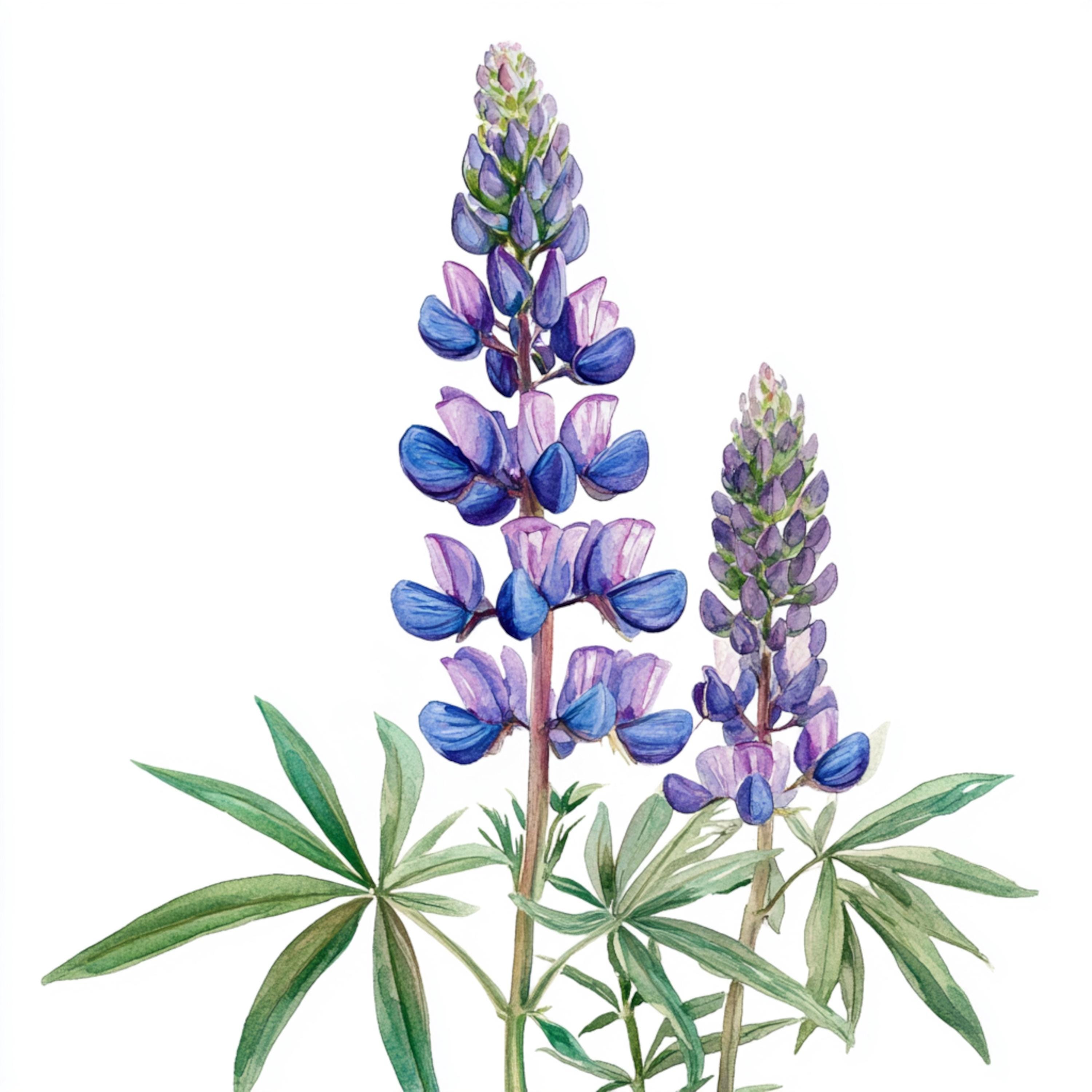 Printable Lupin Flower Decor watercolor Texas Bluebonnet Lupin 