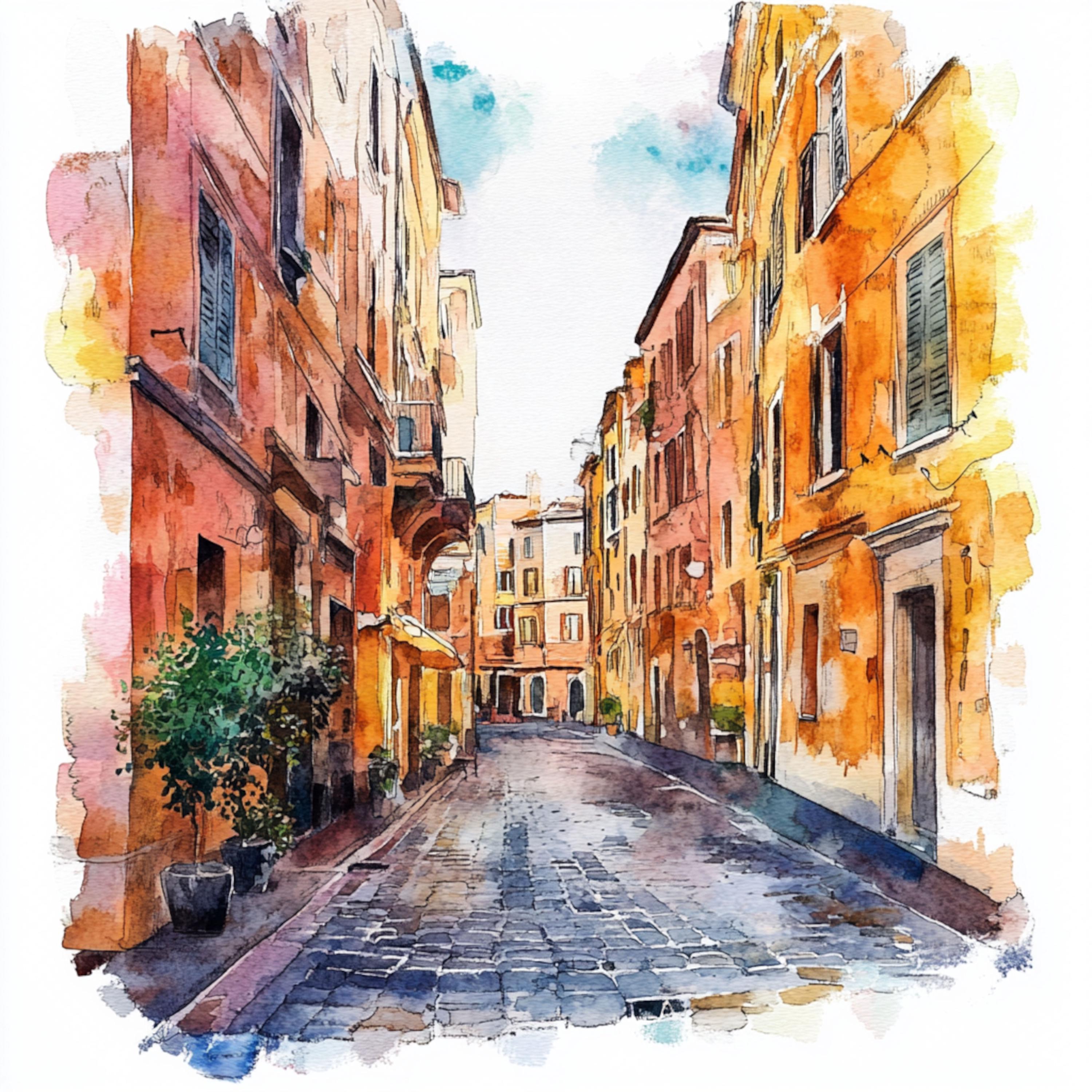 Spring Rome Card, Printable Watercolor Italy, Rome Watercolor, Easter ...