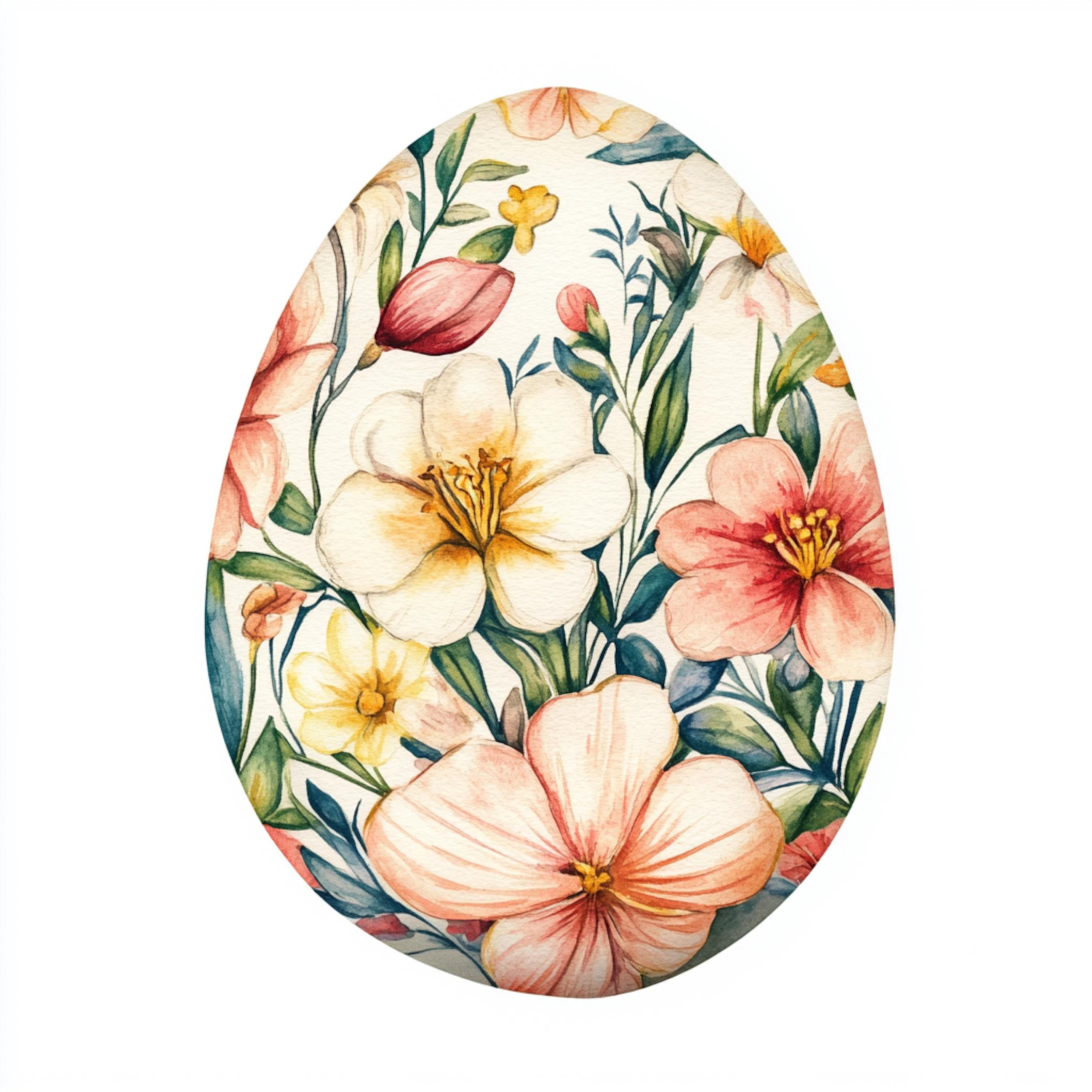 10 Printable Floral Easter Egg, Watercolor Easter Eggs Art, Easter Gift ...