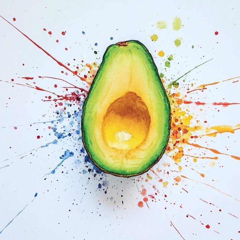 10 Printable Avocado, Watercolor Avocado, Avocado Clipart, Kitchen ...