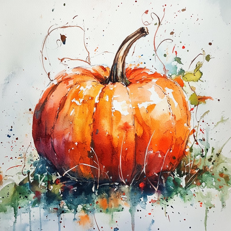 Pumpkin Painting Clipart Etsy