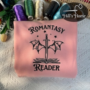 Romantasy Reader Embroidered Sweatshirt, Dragon Books Embroidered Hoodie, Romantasy Books Clothes, Bookish Gift