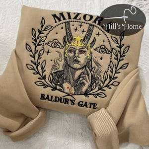 Mizora BG3 Art Embroidered Sweatshirt, Baldur&#39;s Gate 3 Embroidered Hoodie, BG3 Inspired, BG3 Fans Shirt, Gift For Gamer