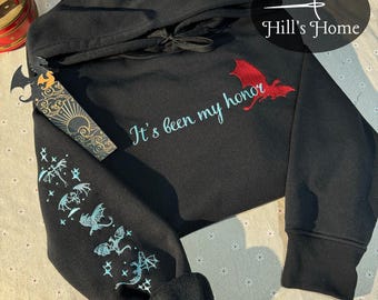 Liam Mairi " It's Been My Honor " Embroidered Sweatshirt, Fourth Wing Embroidered Hoodie, Onyx Storm Quote Shirt, Fantasy Book Shirt