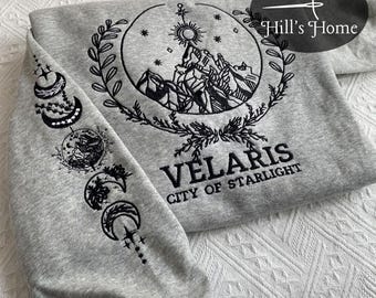 Velaris City Of Starlight Embroidered Sweatshirt, Night Court Embroidered Hoodie, ACOTAR Book Inspired Shirt, SJM Fantasy Book Lover Gift