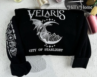 Velaris City Of Starlight Embroidered Sweatshirt, The Night Court Embroidered Hoodie, Acotar Inspired, SJM Fantasy Book Lover Gift