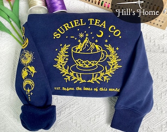 Suriel Tea Company Embroidered Sweatshirt, Night Court Embroidered Hoodie, ACOTAR Inspired, Bookish Shirt, SJM Fantasy Book Lover Gift