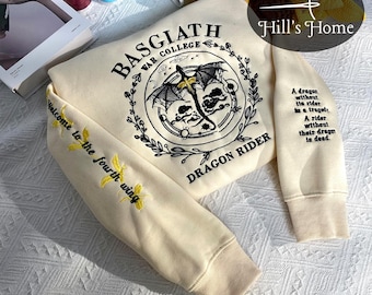 A dragon without its rider is a tragedy, A rider without their dragon is dead Embroidered Sweatshirt, Fourth Wing Dragon Embroidered Hoodie