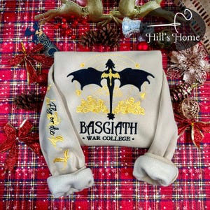 Fourth Wing Embroidered Sweatshirt, Basgiath War College Embroidered Hoodie, Bookish Gift, Romantasy Books Shirt, Gift For Book Lover