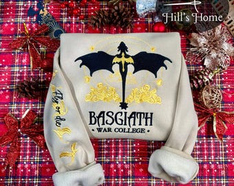 Fourth Wing Embroidered Sweatshirt, Basgiath War College Embroidered Hoodie, Bookish Gift, Romantasy Books Shirt, Gift For Book Lover