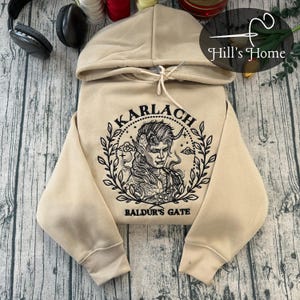 Karlach BG3 Art Embroidered Sweatshirt, BG3 Embroidered Hoodie, Baldur&#39;s Gate 3 Inspired, BG3 Fans Shirt, Gift For Gamer